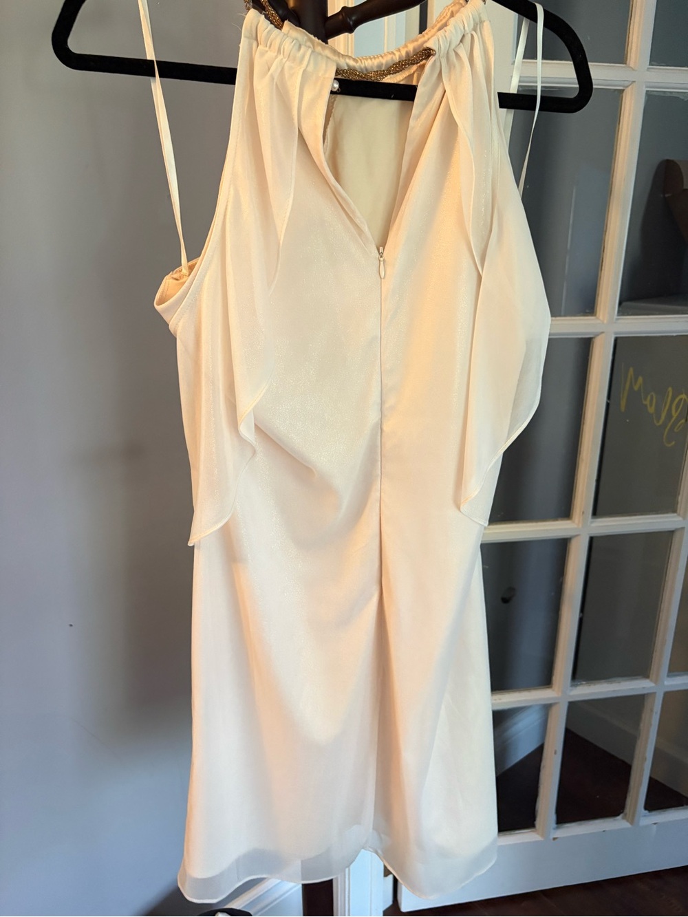 le chateau Cream Ruffle Halter Mini Dress - Picture 2 of 4